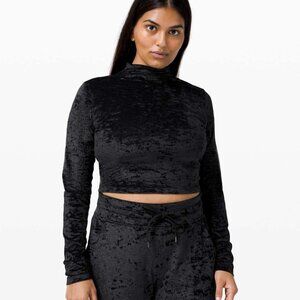 Lululemon All Aligned Mock Neck Long Sleeve - Crushed Velvet Black